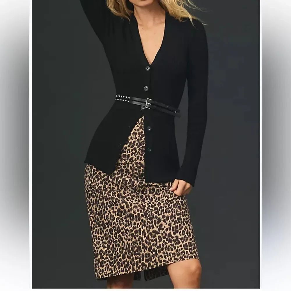 15 ANTHROPOLOGIE Maeve The Colette Skirt Size XXS Tan Brown Leopard Print